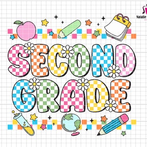 Second Grade Svg, Back To School Svg, Teacher Life Svg, Checkered Svg, Teacher Team Svg, Gift For 2nd Grade Teacher,TeacherAppreciation Gift