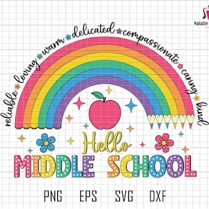 Hello Middle School Svg, Middle School Era Svg, 5th Grade Graduation, Elementary School Graduation, Retro Teacher Svg, Teacher Appreciation