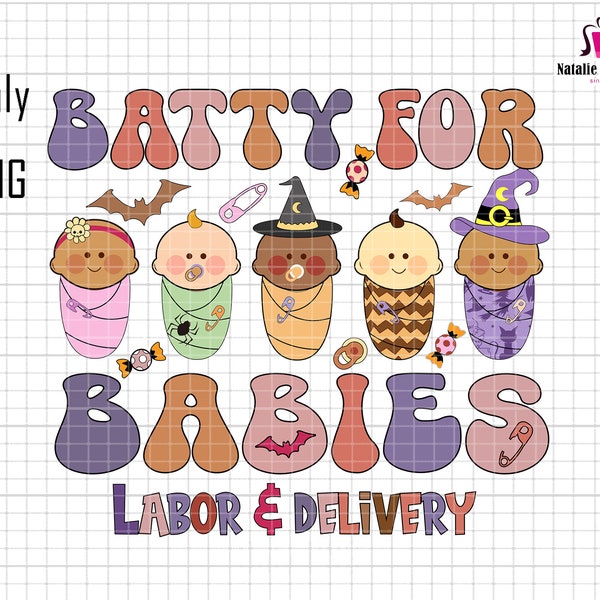 Batty For Babies Png, Labor Delivery Png, Trick Or Treat Png, Trendy Halloween Png, Witch Baby Png, Cute Batty Png, Toddler Halloween Png