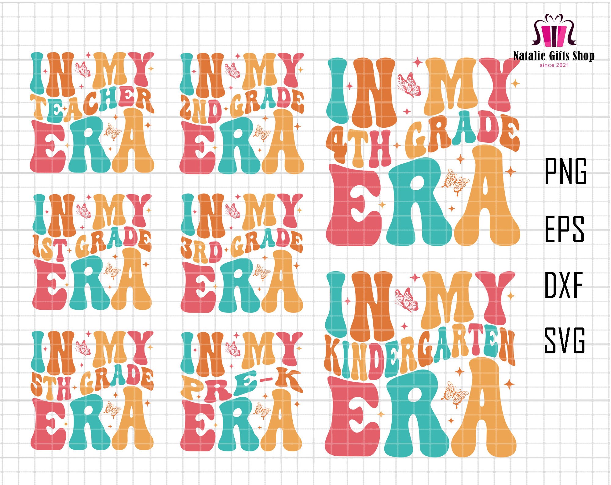 In My Teacher Era Svg Bundle, Teacher Era Svg, 1st Grade Era Svg, Kindergarten Era Png, Teacher, Back To School Svg Bundle, 1st Day Of School