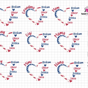 Custom Patriotic Svg, Custom Heart Grandkid Name, 4th Of July Svg Bundle, Personalized Mama, American Flag Svg, American Nana Svg, Gigi Svg