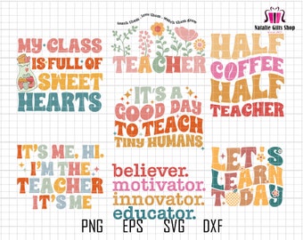 Retro teacher Svg Bundle, Teach Svg, Teacher life svg, Teacher appreciation svg, Back to School Svg, teacher gift, 1st Day of School Svg