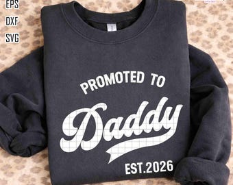 Ascendido a papá (Est. 2026) SVG, Anuncio de bebé (Svg), Papá (Est. 2026) SVG, Nuevo papá (Svg), Día del padre (Svg), Regalo para papá (Svg), Papá del béisbol (Svg)