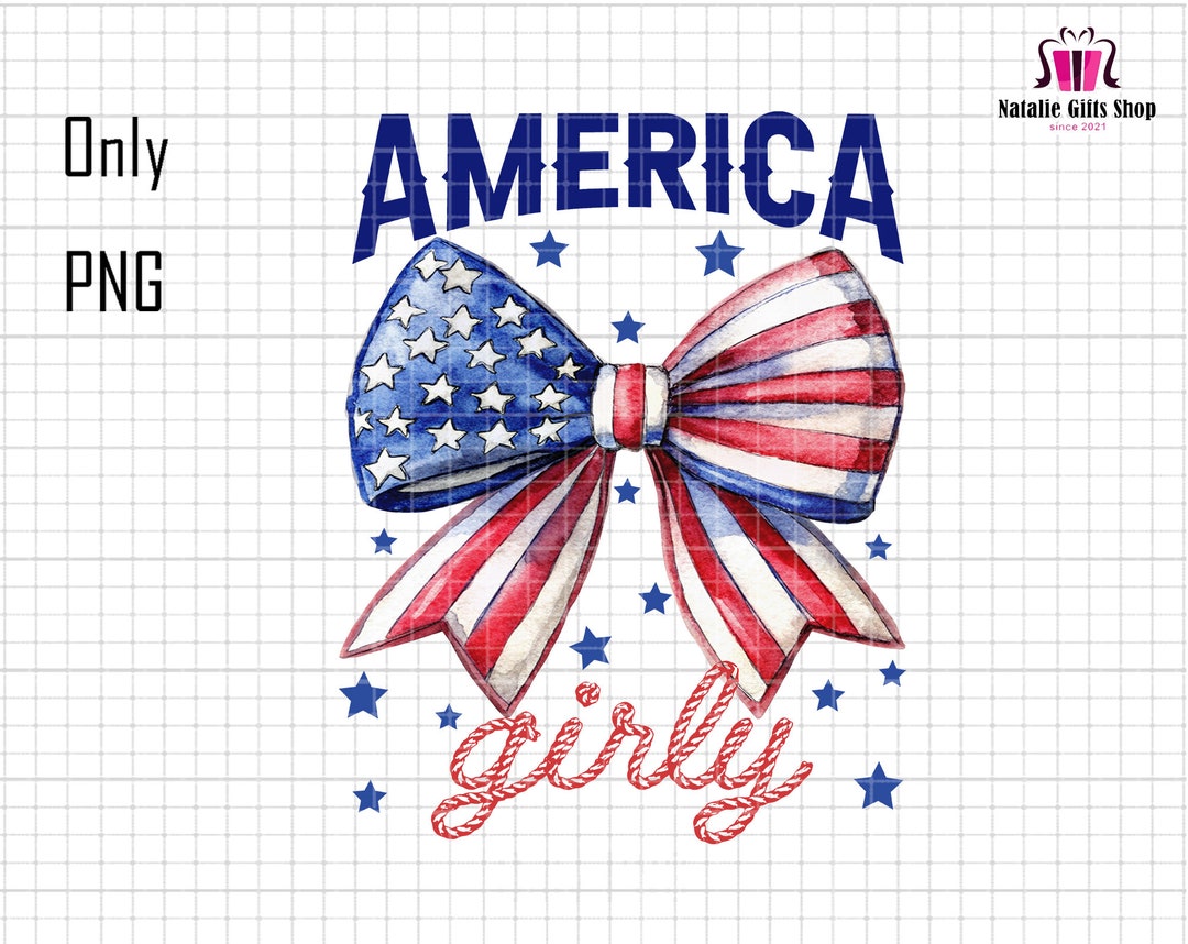 America Girly Coquette Bow Png, 4th of July Png, Memorial Day Png ...