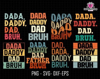 Dada Daddy Dad Bruh SVG Bundle, Dad Life svg, Retro Dad svg, Vatertag svg, Step Dad Png, Bonus Dad svg, Dad Bruh svg, digitaler Download