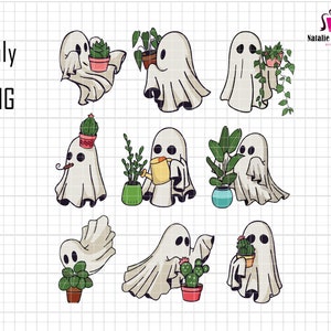 Ghost Plant Png, Ghost Plant Lady Png, Gardening Gift, Halloween Ghost Png, Gift For Plant Lovers, Funny Halloween Png, Cute Ghost Png