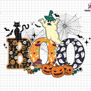Boo Png, Halloween Png, Ghost Png, Spooky Png, Pumpkin Png, Sublimation Design, Retro Halloween, Witch, Poison Png, Back Cat Halloween
