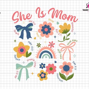 She is Mom Coquette Png, Christian Mama Png, Mama Wildflower Png, Boho Floral Mama Png, Mother’s Day Gift, Mom Flower Png, Bible Verses Png