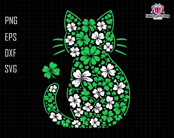 Shamrock Irish Cat Svg, Graphic Saint Patrick Day for Cat Lovers Svg, St Paddys Day Cat Lover Svg, Cat Shamrocks Svg, Lucky Irish Cat MomSvg