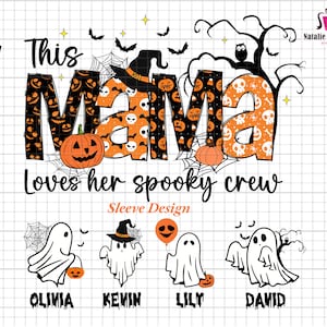 Personalized This Mama Loves Her Spooky Crew Png, Custom Family Halloween Png, Spooky Season Png, Trendy Halloween Png, Custom Kid Ghost Png