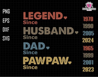 Papá personalizado svg, papá con años svg, papá con año svg, regalo para el marido svg, día del padre svg, leyenda marido papá papá svg, el papá leyenda