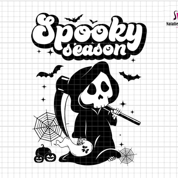 Spooky Season Svg, Death Svg, Halloween Quote Svg, Funny Halloween Svg, Cute Ghost, Retro Halloween Svg, Sublimation design,Instant Download