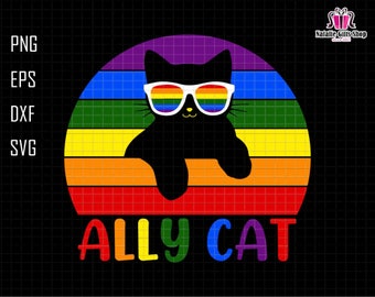 LGBT Ally Cat Be Kind Svg, Gay Rainbow Svg, Funny LGBTQ Svg, Ally Cat LGBT, Gay Pride Flag Svg, Equality Svg, Pride Month Svg,Pride Ally Svg