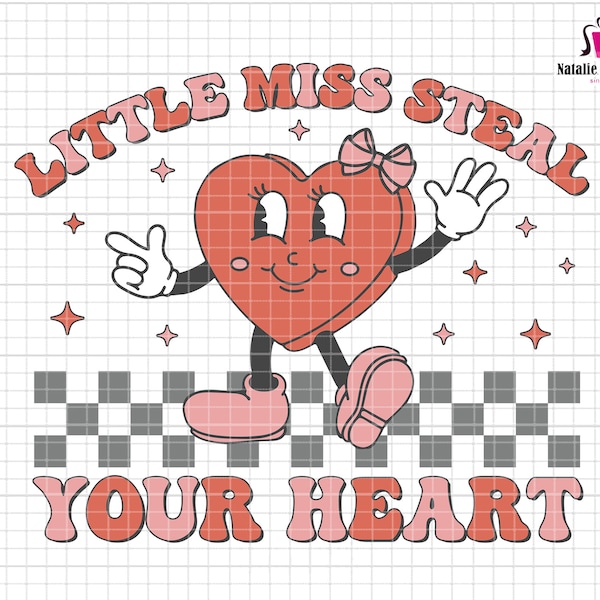 Little Miss Steal Your Heart Svg, Valentine Girl Gift, Xoxo Love Svg, Retro Valentine Day, Love Pink Day, Girl Valentine Shirt, Heart Girl