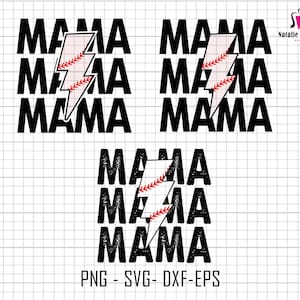 Mama Lightning Bolt Bundle Svg, Baseball Mama Svg, Stacked Svg, Distressed Svg, Mothers Day Svg, Lightning Bolt Svg, Sport Baseball Mom Svg