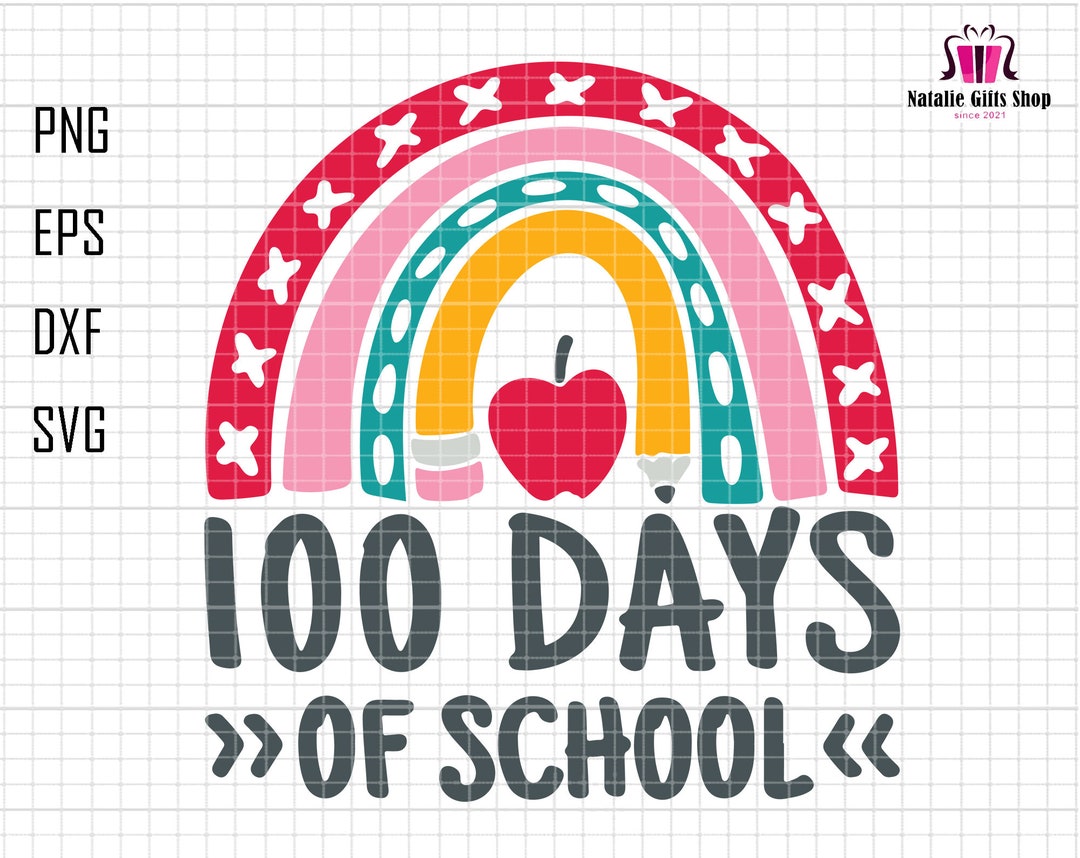 100 Day of School Svg, Rainbow Colorful Png, 100th Day of School