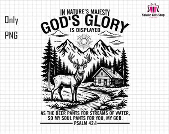Nella maestosità della natura si manifesta la gloria di Dio, cervo cristiano, versetto biblico sulla caccia, Gesù e corna di cervo in formato PNG, cacciatore cristiano, uomo all'aria aperta