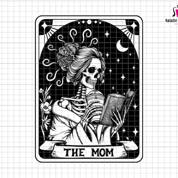 De moeder Tarot kaart Svg, vrouw skelet moeder Svg, Happy Mother's Day Svg, moeder leven Svg, skelet moeder Svg, Witchy Vibes hemelse schedel Mama