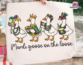 Mardi Goose On The Loose png, feestelijke gans png, Louisiana Festival png, New Orleans Carnival png, vette dinsdag Fleur de Lis png, NOLA Goose