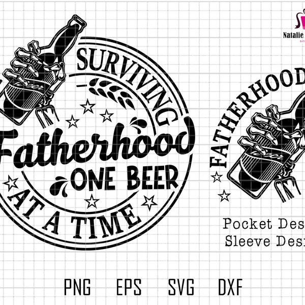 Surviving Fatherhood One Beer At A Time Svg, Father's Day Svg, Funny Dad Svg, Birthday Dad Svg, Dad Svg, Skull Svg, Funny Sarcastic Svg