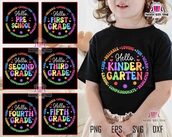 Hello Grade Svg Bundle, Back To School Svg Bundle, Hello Kindergarten Svg Png, Retro Teacher Svg, 1st Day Of School Svg, Dalmatian Dots