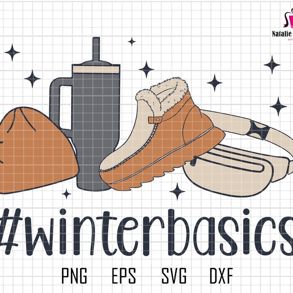 Winter Basics Svg, Winter Hat Svg, Winter Shoes, Stanley Tumbler Inspired Belt Bag, Christmas Shirt, Retro Christmas Svg,Merry Christmas Svg