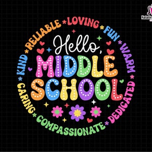 Hello Middle School Svg, Middle School Era Svg, 5th Grade Graduation, Elementary School Graduation, Retro Teacher Svg, Teacher Appreciation