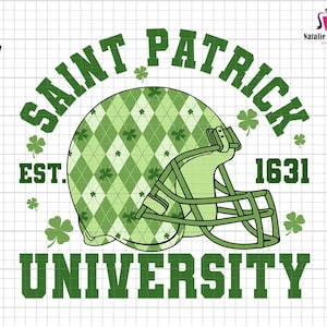 Saint Patrick University Png, Shamrock Irish Png, 4 Leaf Clover Png, Lucky Season Png, Football Helmet Patrick Day Png, Trendy Shamrock Png