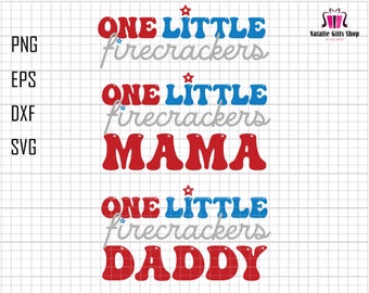One Little Firecracker Svg Bundle, Little Miss Firecracker svg, American Girl svg, American Mama, Firecracker Dad, 4 de julio, patriótico
