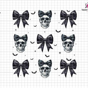 Retro Black Coquette Bow Skull Png, Spooky Vibes Png, Halloween Coquette Bow Sublimation, Skeleton Png, Halloween Skull Png, Trick Or Treat