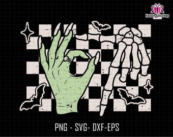 Retro Halloween Checkered 67 Svg, Skeleton 67 Hand Svg, 67 Witch Hand Svg, Funny Halloween Svg, Funny Spooky Meme Svg, Trendy Halloween Svg
