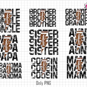 Family Sport Png Bundle, Mama Png, Uncle/ Brother/ Aunt Png Bundle, Football Lightning Bolt Png, Game Day Football Mama, American Football