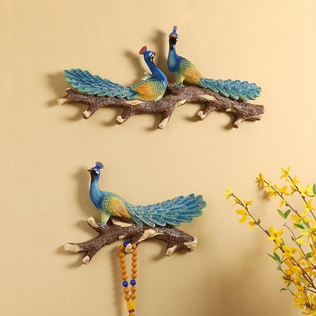 Peacock Key Holder Vintage Entryway Key Hooks Resin Key Etsy