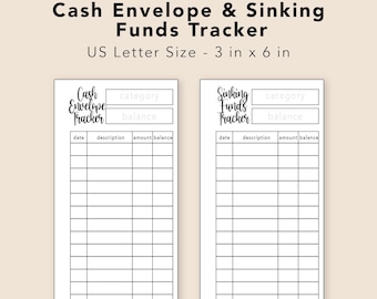MINIMALISTISCHE Cash Envelope Tracker & Sinking Fund Tracker Einsätze für A6 Planner