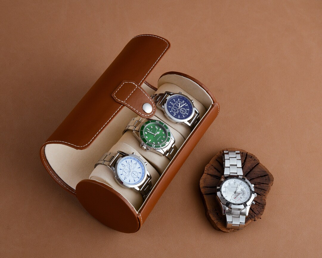 Custom Portable Watch Box Brown Watch Box Travel Watch Box Etsy UK