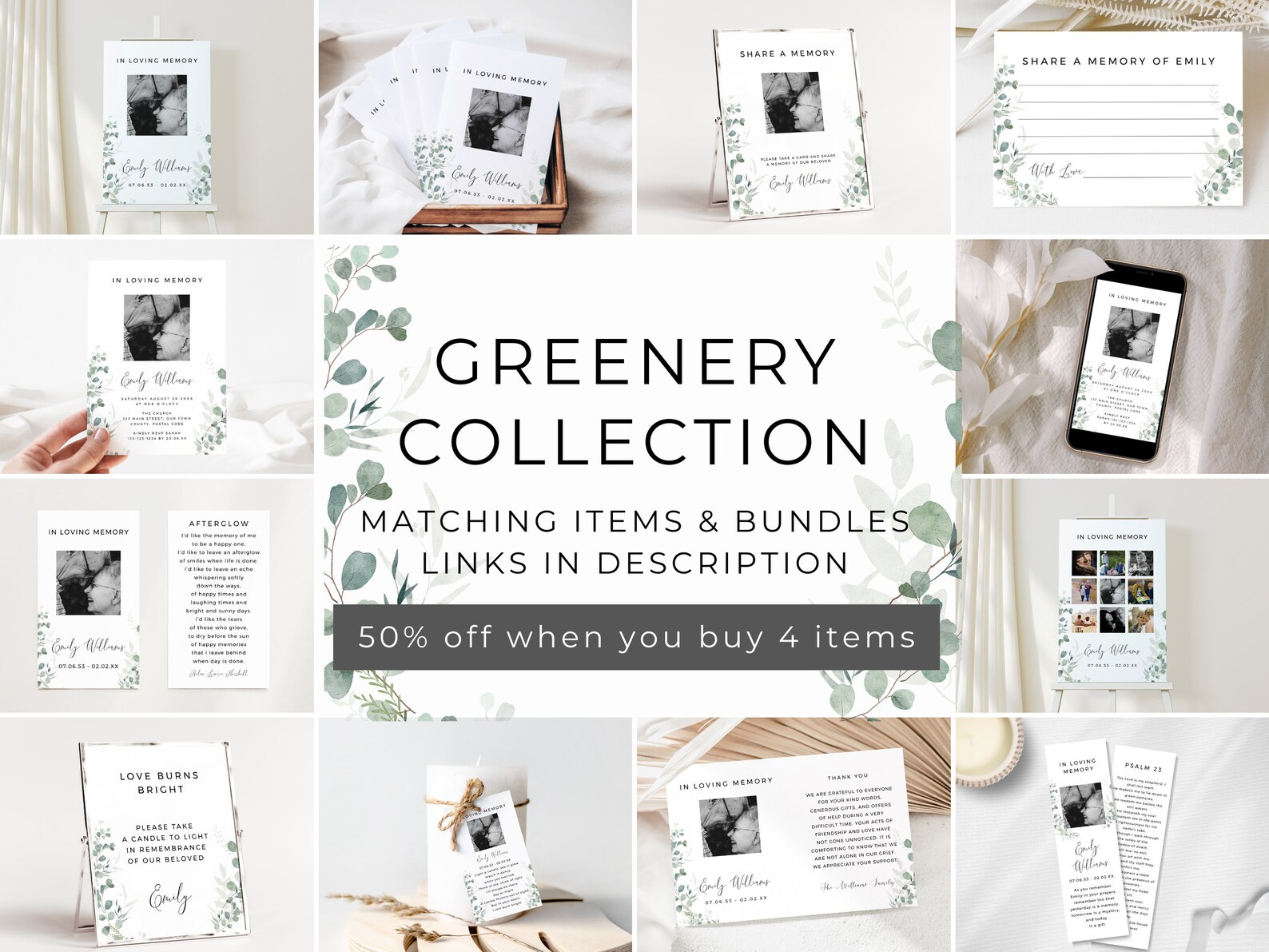 Funeral Guest Book Sign Greenery, INSTANT DOWNLOAD, Celebration of Life ...