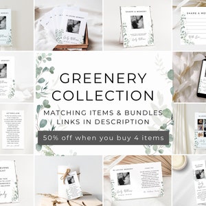 Funeral Guest Book Sign Greenery, INSTANT DOWNLOAD, Celebration of Life ...