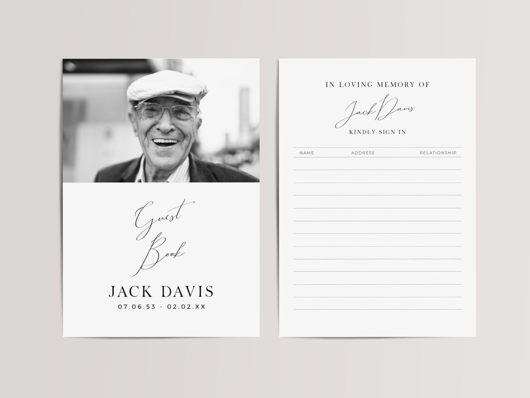 Funeral Sign in Sheet Minimalist, INSTANT DOWNLOAD, Printable DIY Guest