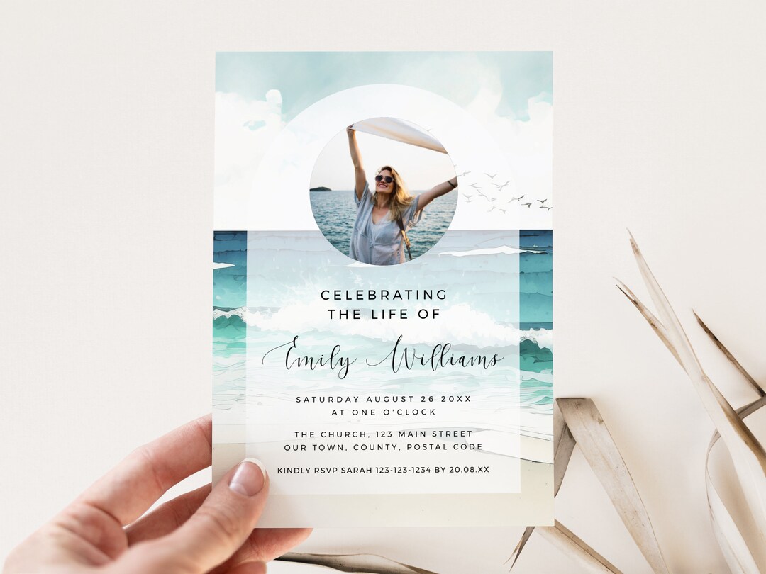 Celebration of Life Invitation Template Ocean, INSTANT DOWNLOAD ...