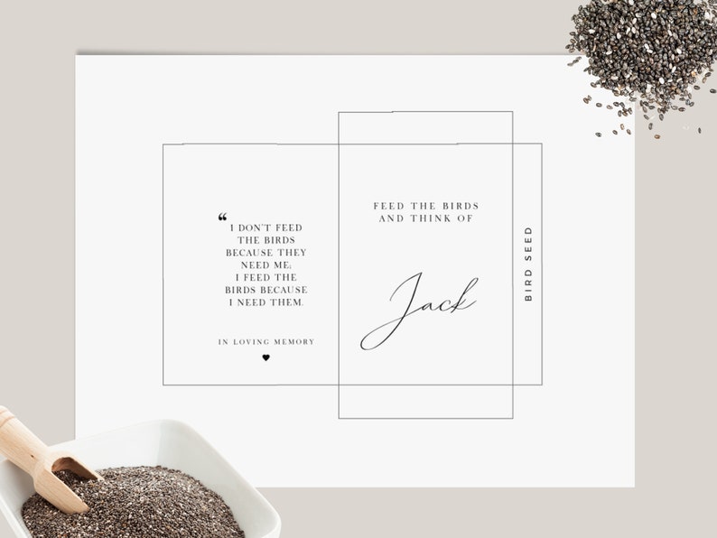 Printable Funeral Favor Bird Seed Packet INSTANT DOWNLOAD - Etsy