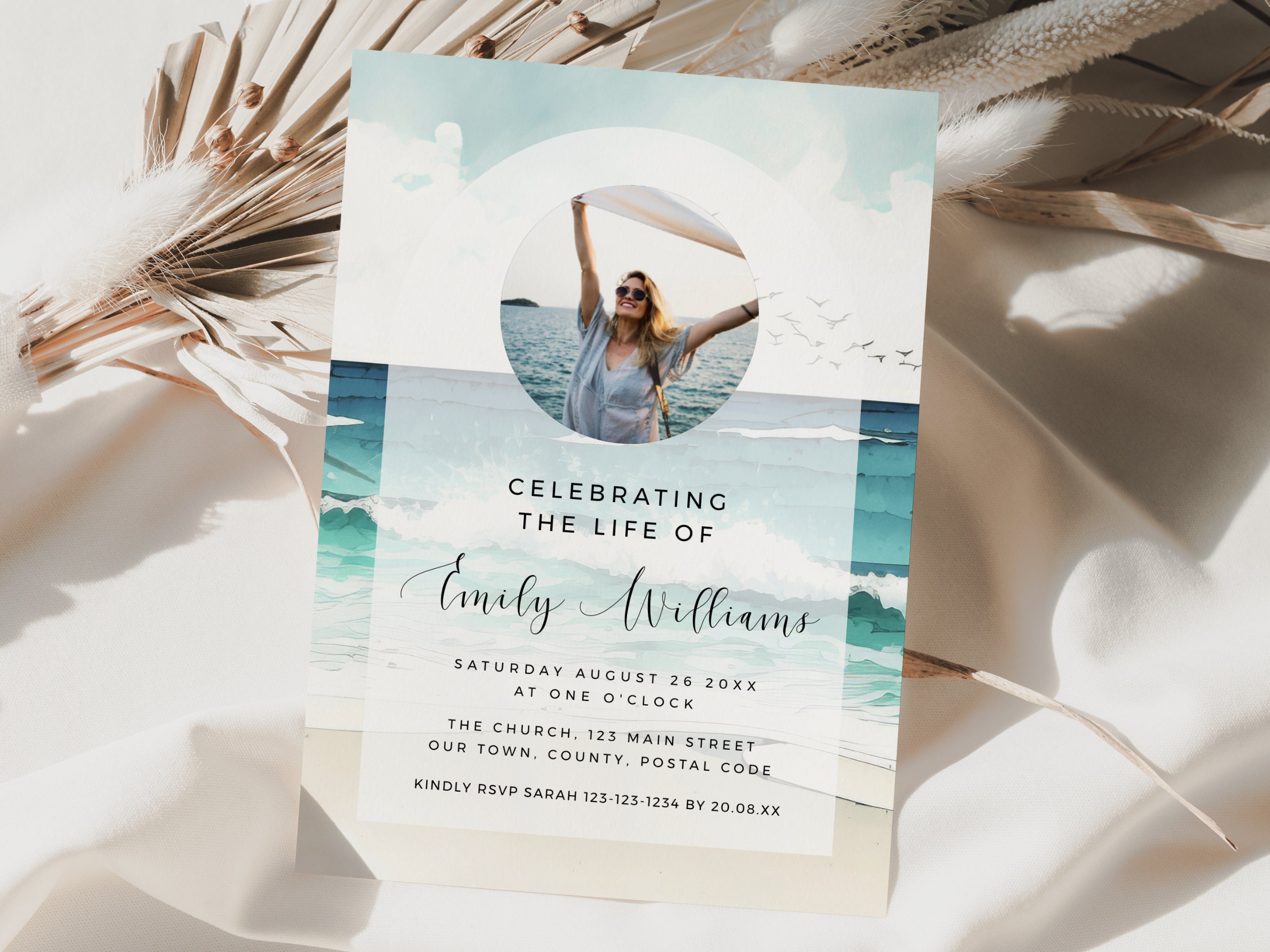 Celebration of Life Invitation Template Ocean INSTANT - Etsy