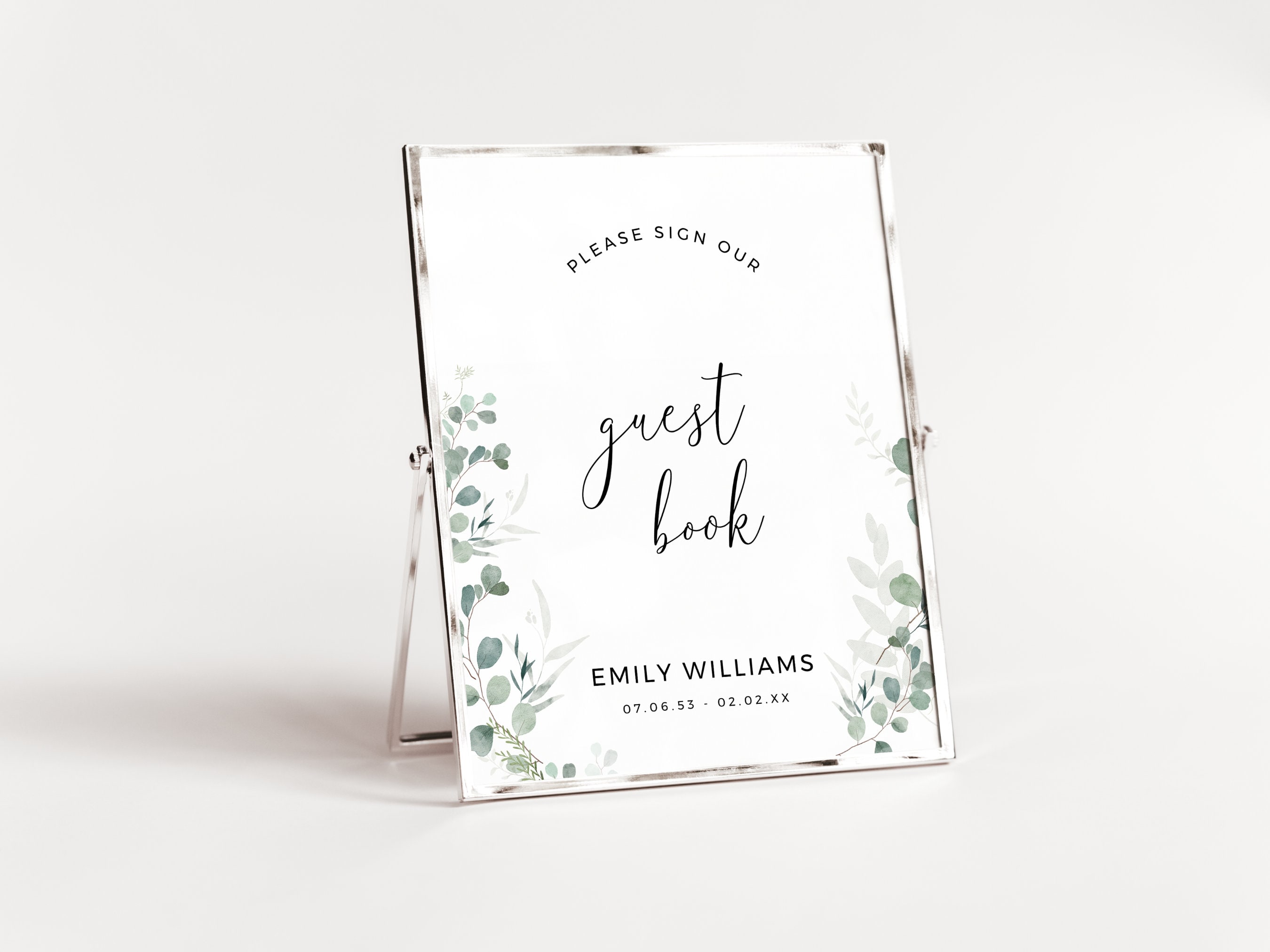 Funeral Guest Book Sign Greenery, INSTANT DOWNLOAD, Celebration of Life ...