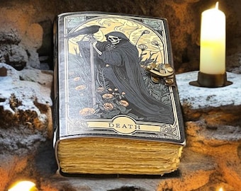 The Death and Raven Leather Journal: Blank Book of Shadows, Deckle Edge