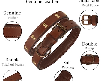 Collar de cuero hecho a mano para perros: ajustable y duradero, ideal para perros medianos y grandes.