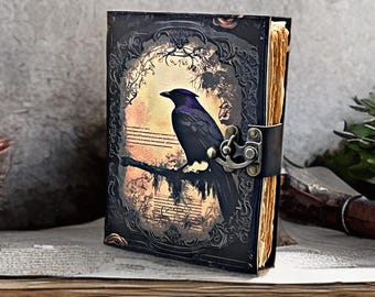 Raven lederen dagboek • 400 pagina's vintage Book of Shadows Grimoire, cadeau voor haar