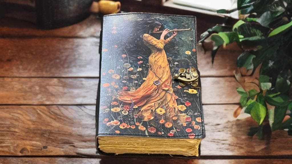 Customized 400-Page Vintage Leather Journal, Blank Spell Book of Shadow, Gift for Her, Gift for Music lover, Best Birthday Gift for daughter
