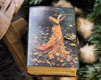 Vintage Leather Journal, 400 Page Blank Book of Shadows, Handmade Grimoire Notebook, Witchcraft Spell Book