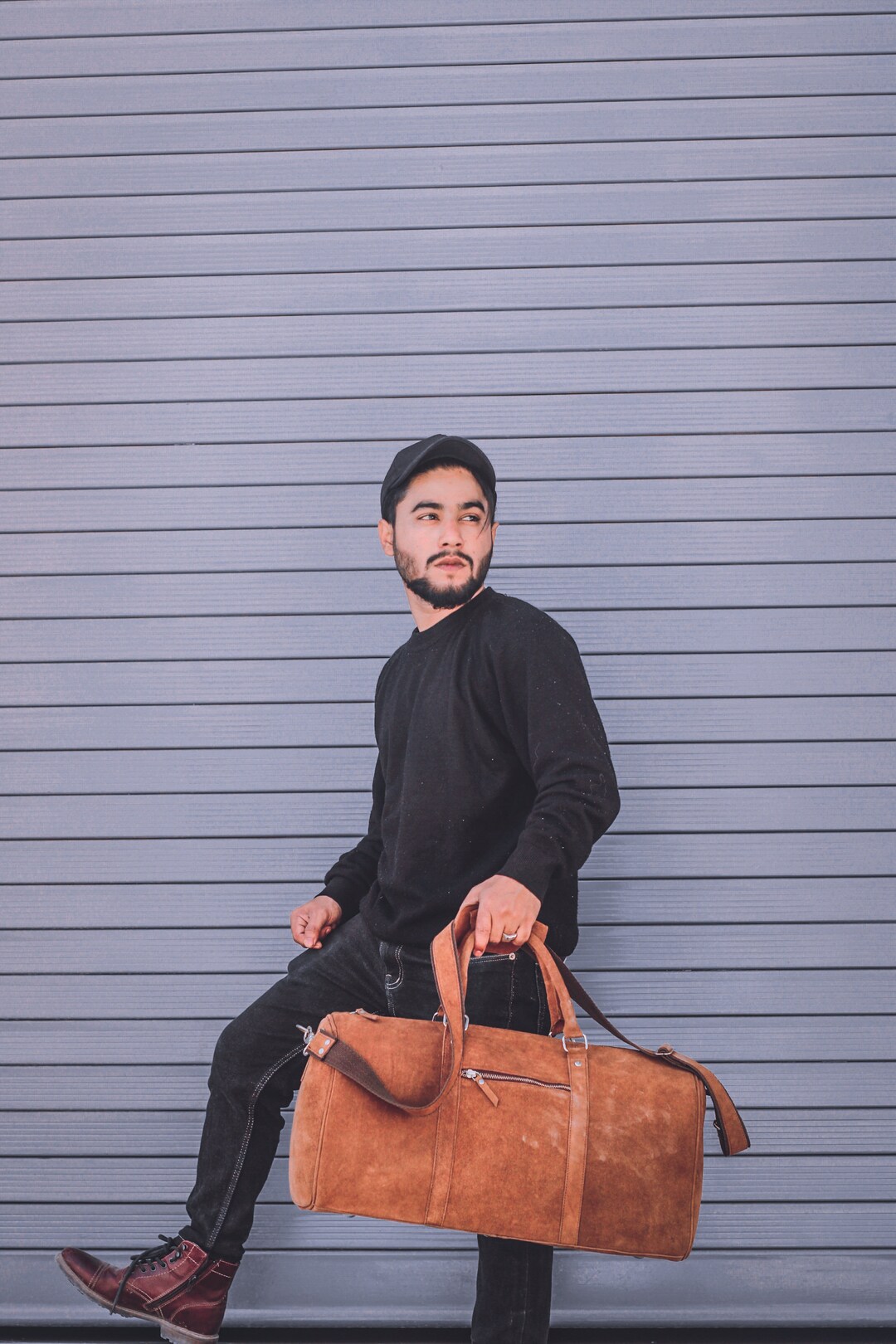 Leather Duffel Bag Personalized Leather Travel Bag Leather Etsy