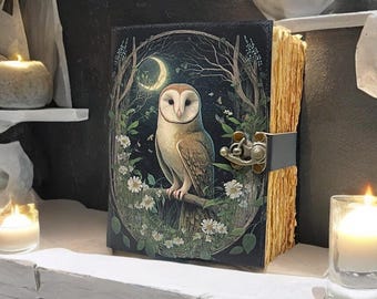 Owl 400 Pages Book of Shadows Leather Journal | Vintage Grimoire, Witchcraft Spell book, Wiccan Ritual Diary, Gift for Wedding, Anniversary