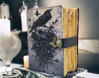 Raben Buch der Schatten Leder Grimoire • Hexerei Zauberbuch Journal • Halloween Hexe Geschenk